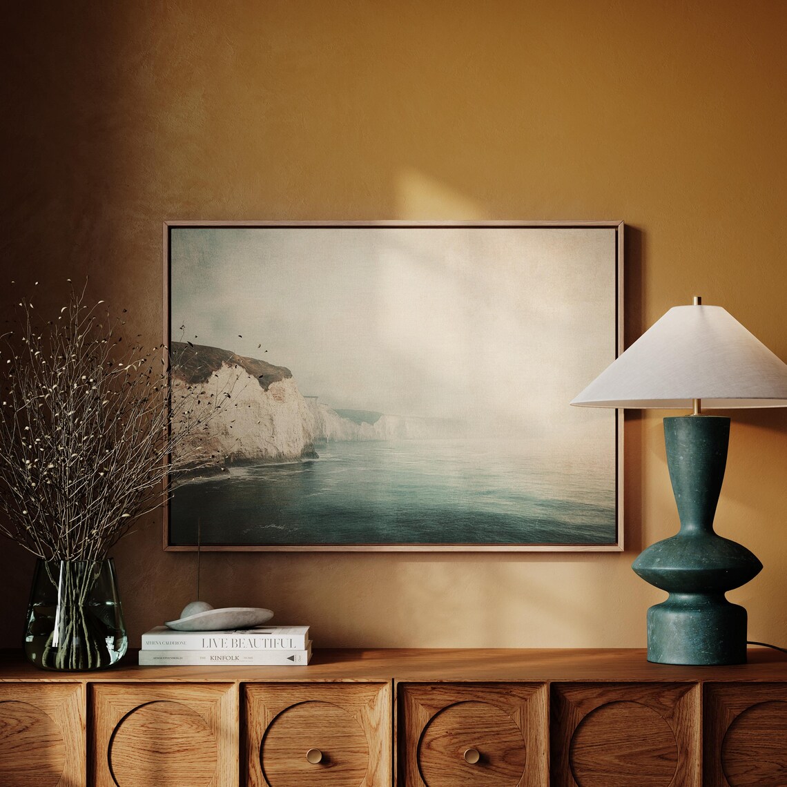 White Cliffs Coastal Art, Serene Seaside Landscape - Image 6