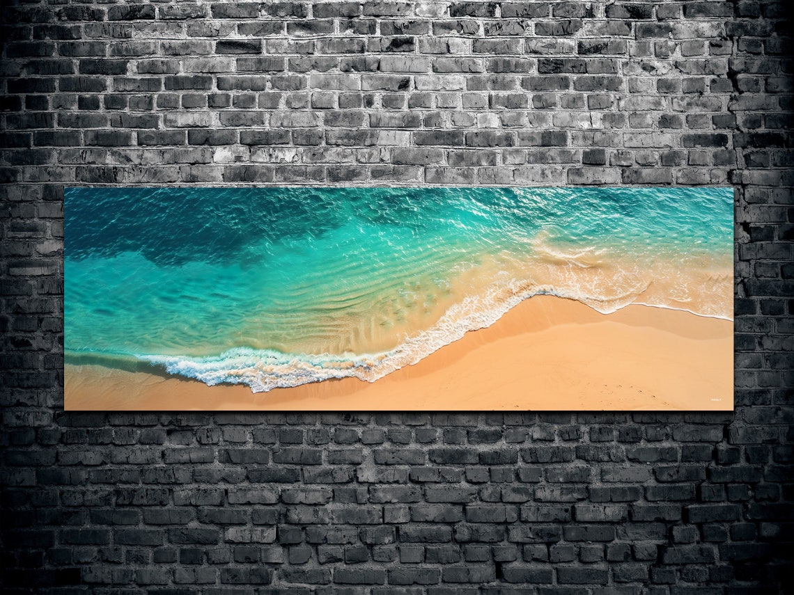 Aerial View Turquoise Ocean Wave On Sandy Beach Coastal Poster - Image 2