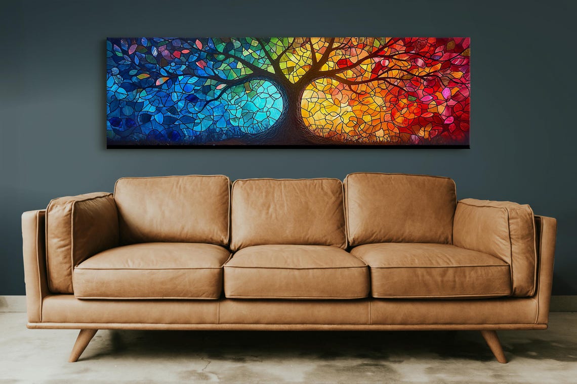 Yggdrasil Tree of Life Stained Glass Mosaic Colorful Wall Art - Image 6