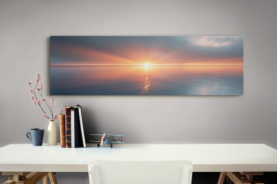 Ocean Sunset Minimalist Nature Scene Art Print - Image 4