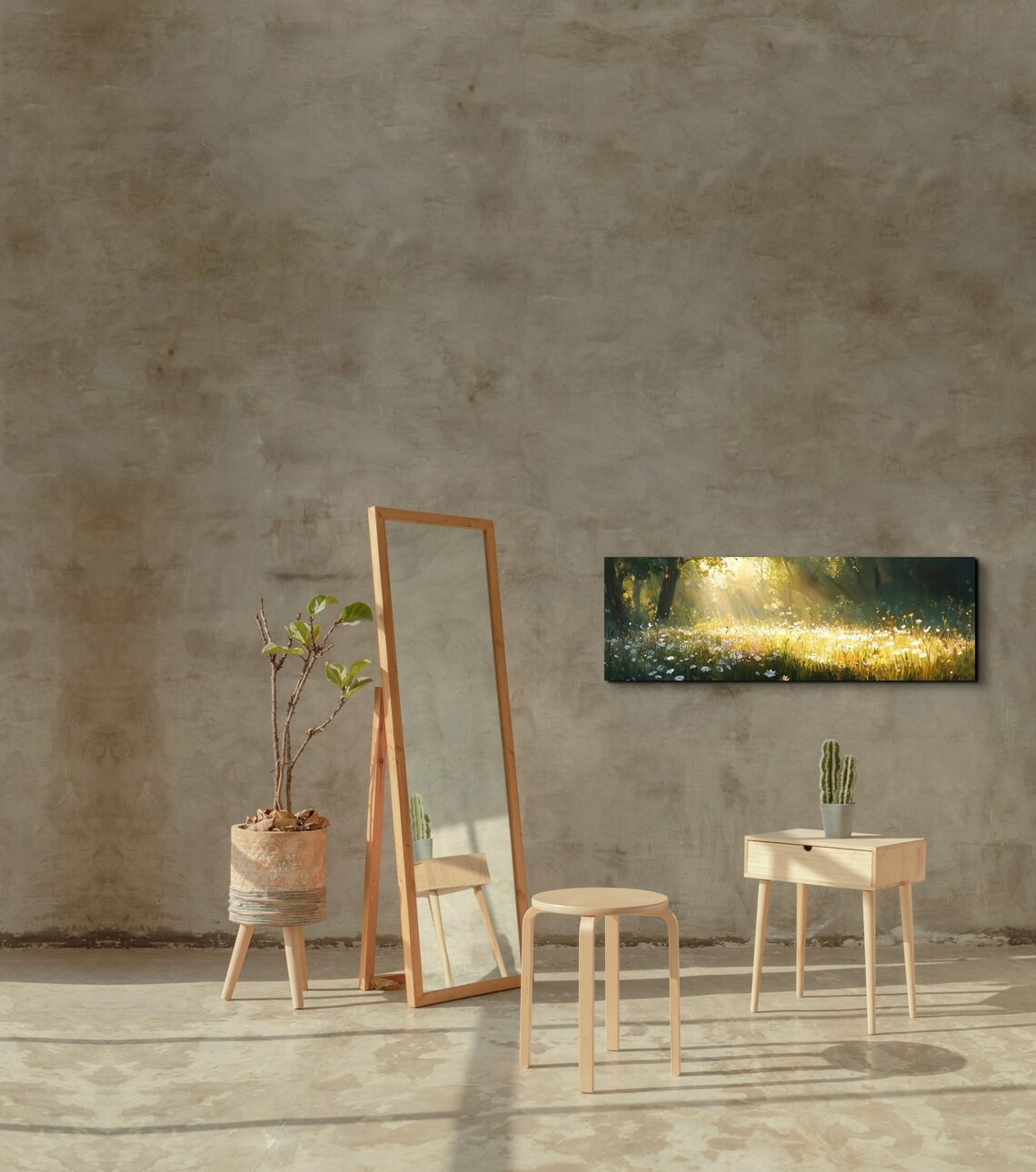 Serene Wild Flower Landscape, Tranquil Landscape Art - Image 5