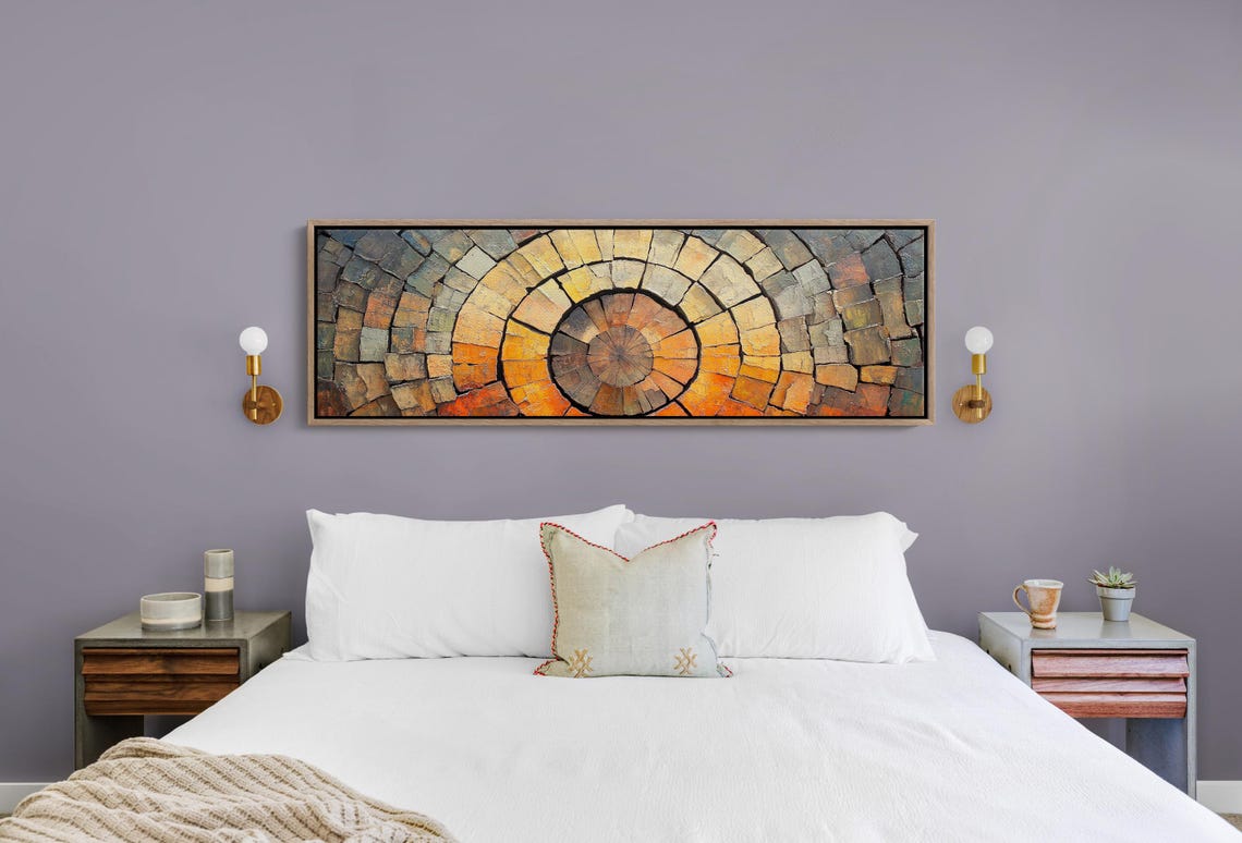 Earthy Mosaic Stone Tree Ring Panoramic Abstract Wall Decor Poster - Image 4