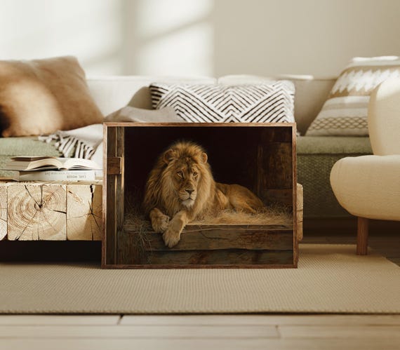 Majestic Lion Canvas Wall Art Regal Wildlife Painting Print African Safari Animal Artwork For Living Room Office Or Nature Dcor