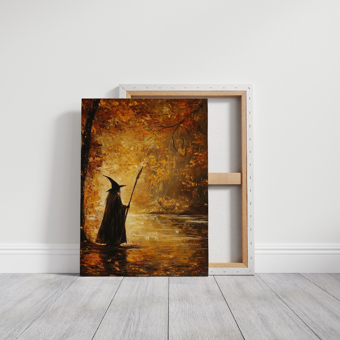 Golden Autumn Witch Art, Mystical Forest Scene - Image 3