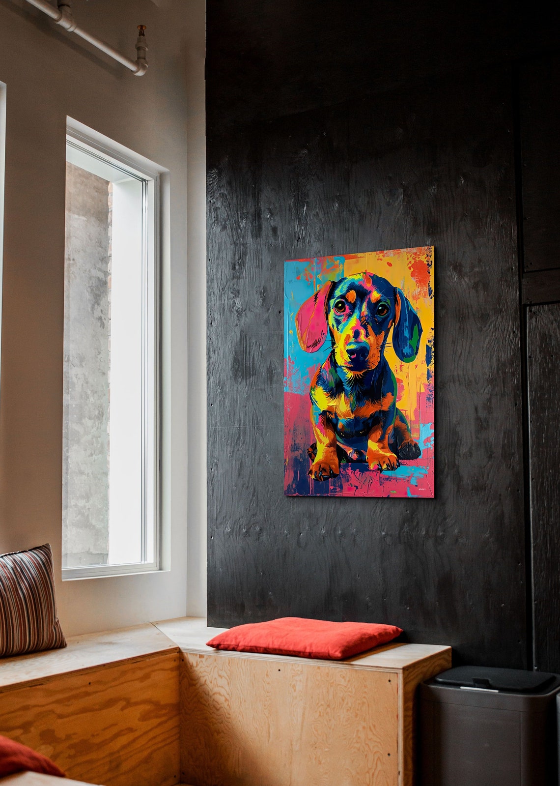 Dachshund Puppy Portrait in Vibrant Neon Pop Art Colors Poster - Image 6