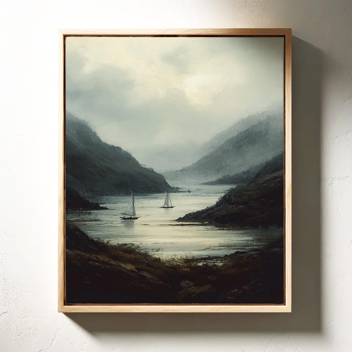 Twin Sailboats On A Misty Mountain Lake - Image 3