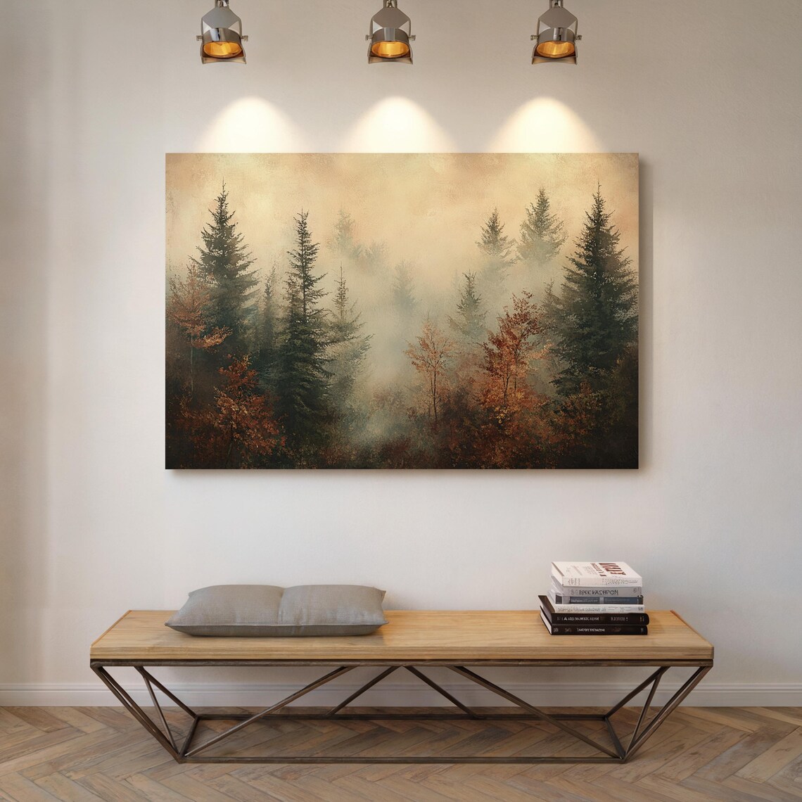 Misty Forest Art Print, Rustic Autumn Landscape - Image 4