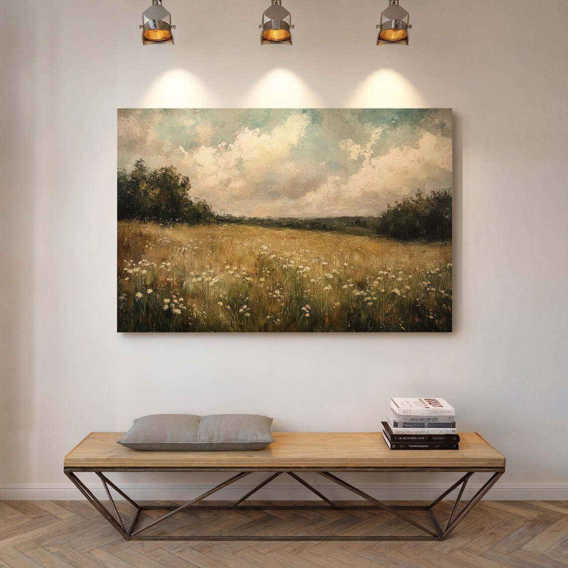 Golden Daisy Field - Rustic Impressionist Landscape