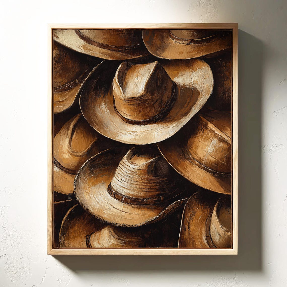 Stacked Cowboy Hats Oil Painting Rustic Western Vintage Poster - Image 4