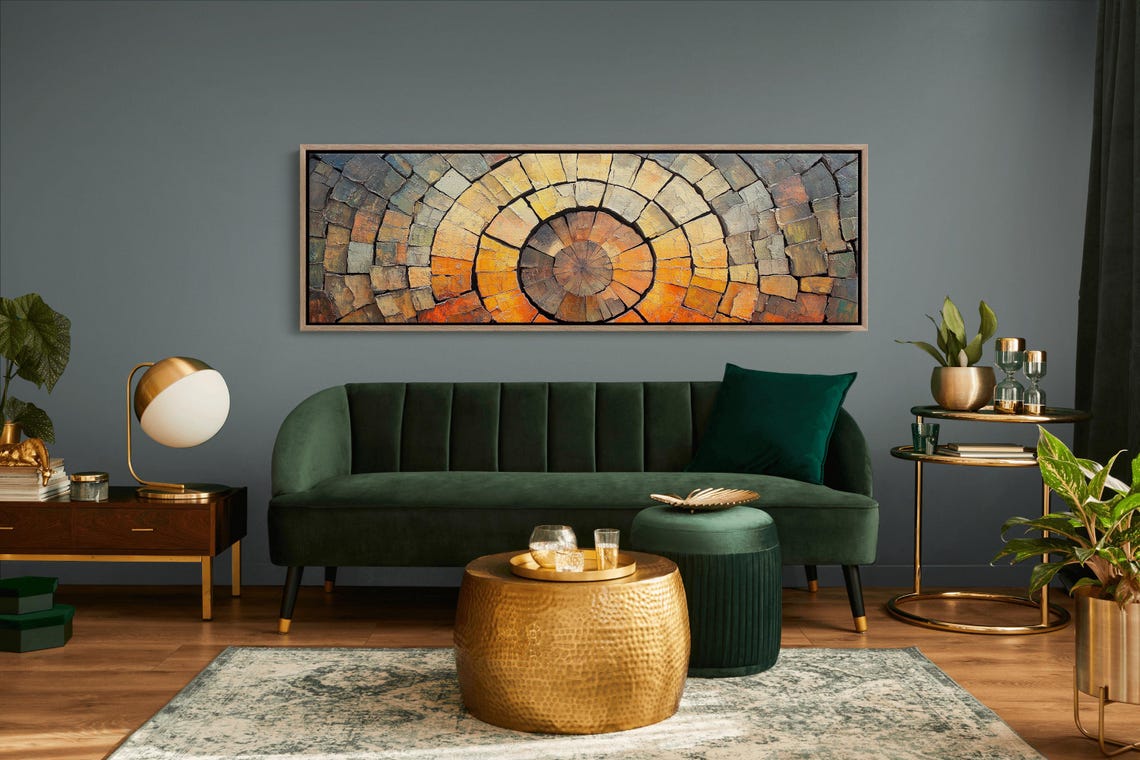 Earthy Mosaic Stone Tree Ring Panoramic Abstract Wall Decor Poster - Image 7