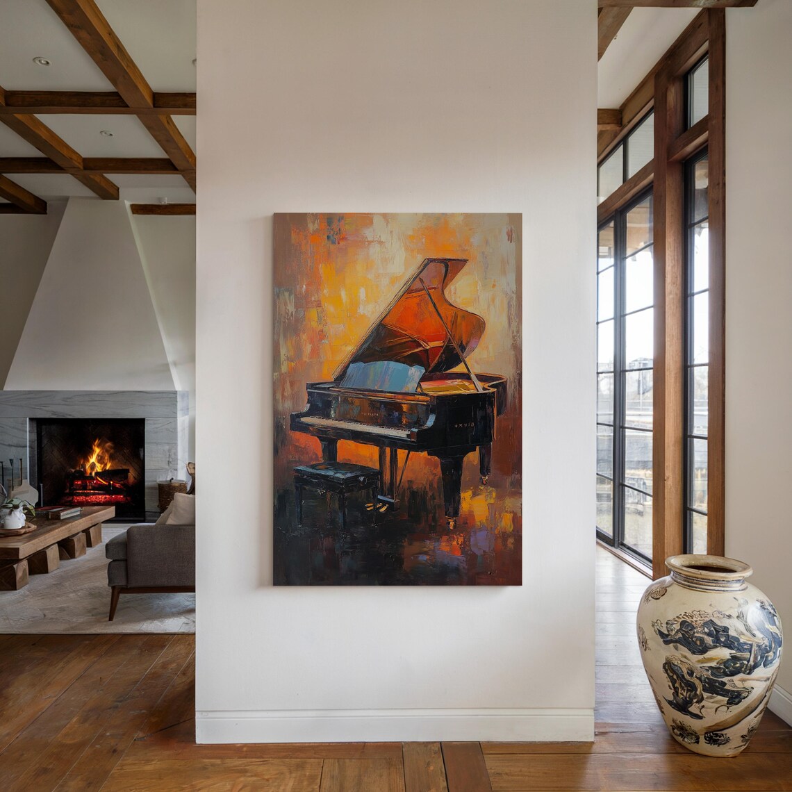 Grand Piano Bold Abstract, Vintage Instrument Decor - Image 4