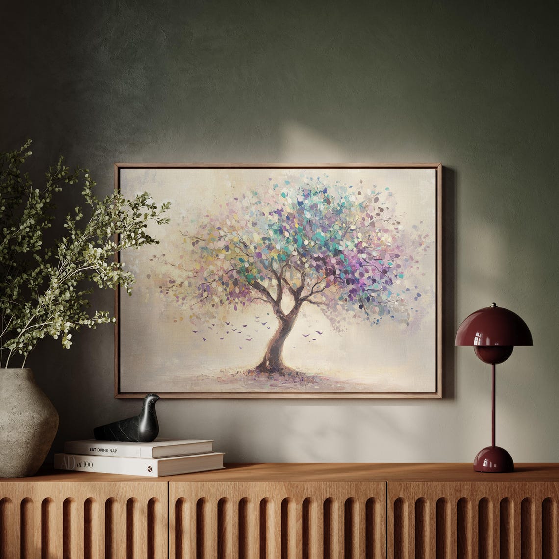 Abstract Pastel Tree Wall Art Nature Inspired Hangable Painting For Modern Home Dcor - Image 6