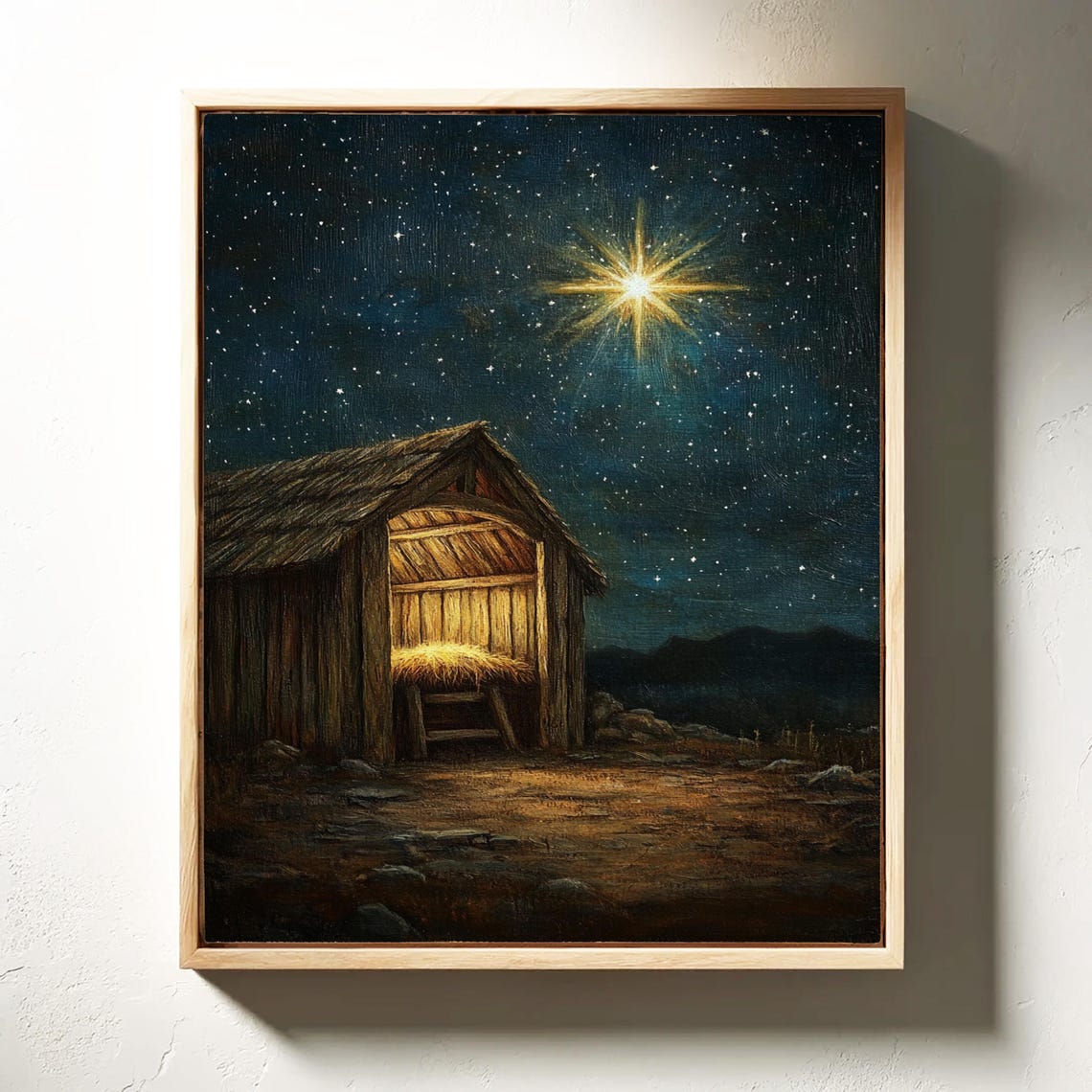 Rustic Nativity Scene With Star Of Bethlehem Glowing Manger Poster - Image 4
