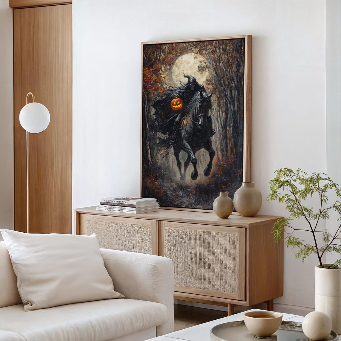Headless Horseman Spooky Halloween Moonlit Woods Jack-o-Lantern Poster - Image 5