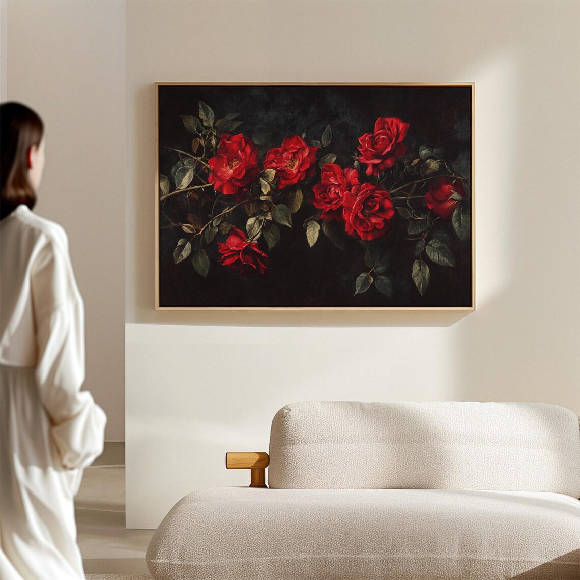 Elegant Red Roses Floral Painting, Modern Decor - Image 4