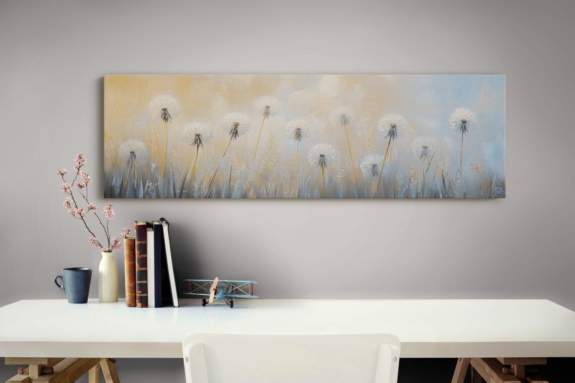 Soft Dandelion Field Dreamy Neutral Minimalist Floral Art Poster - Image 4