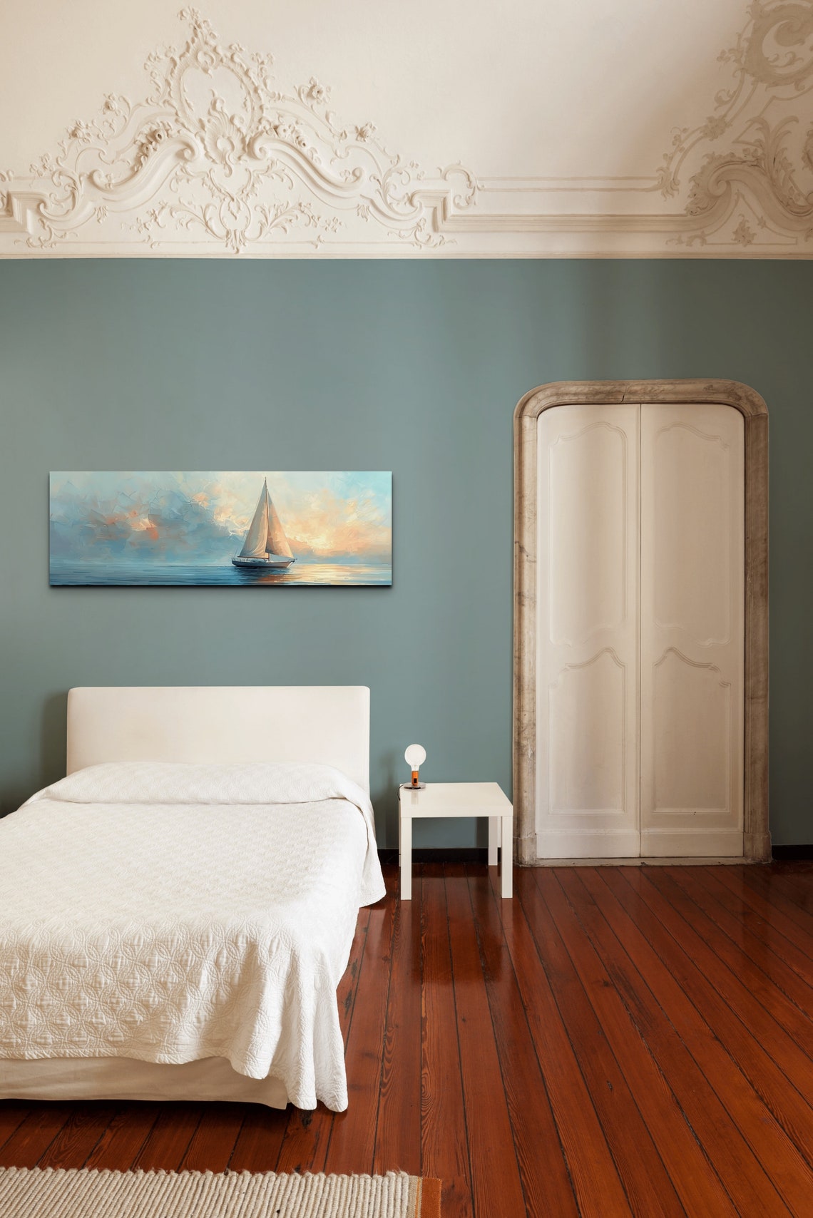 Sailboat At Sunset Impressionist Oil Painting Coastal Art Poster - Image 6