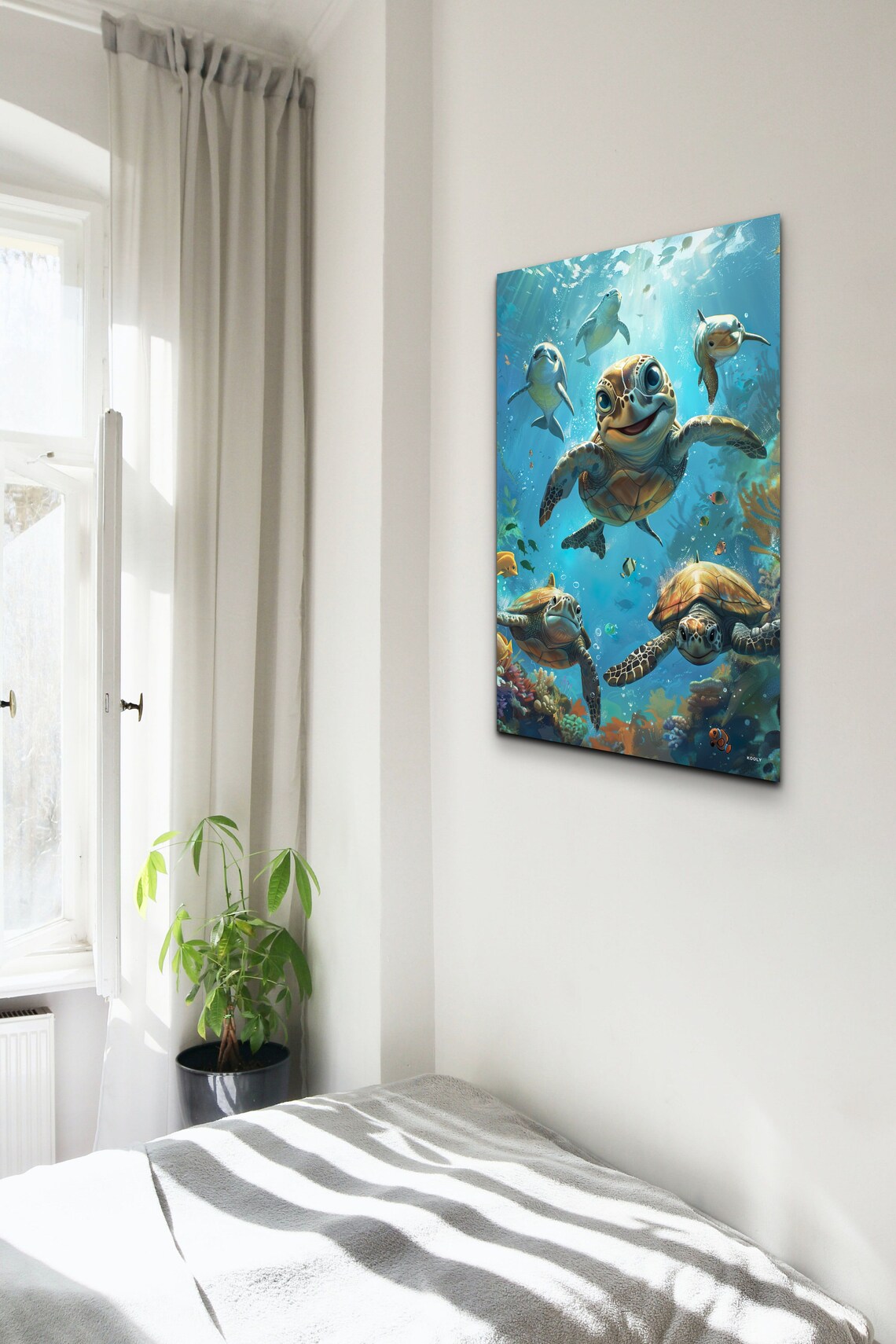 Animated Style Turtles Dolphins Sea Decor Portrait - Image 6