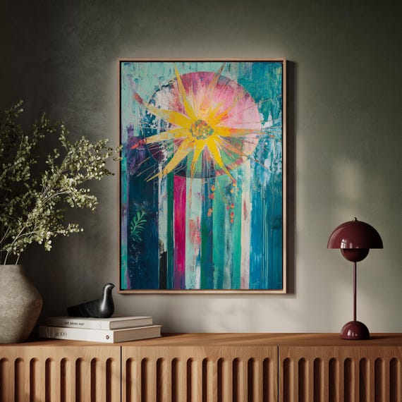 Abstract Sunflower Burst With Vibrant Colors