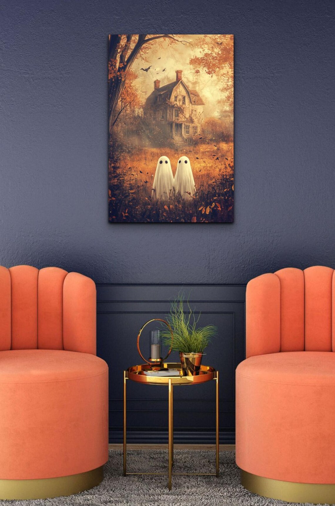 Ghost Buddies Vintage Gothic Halloween Art Print - Image 4
