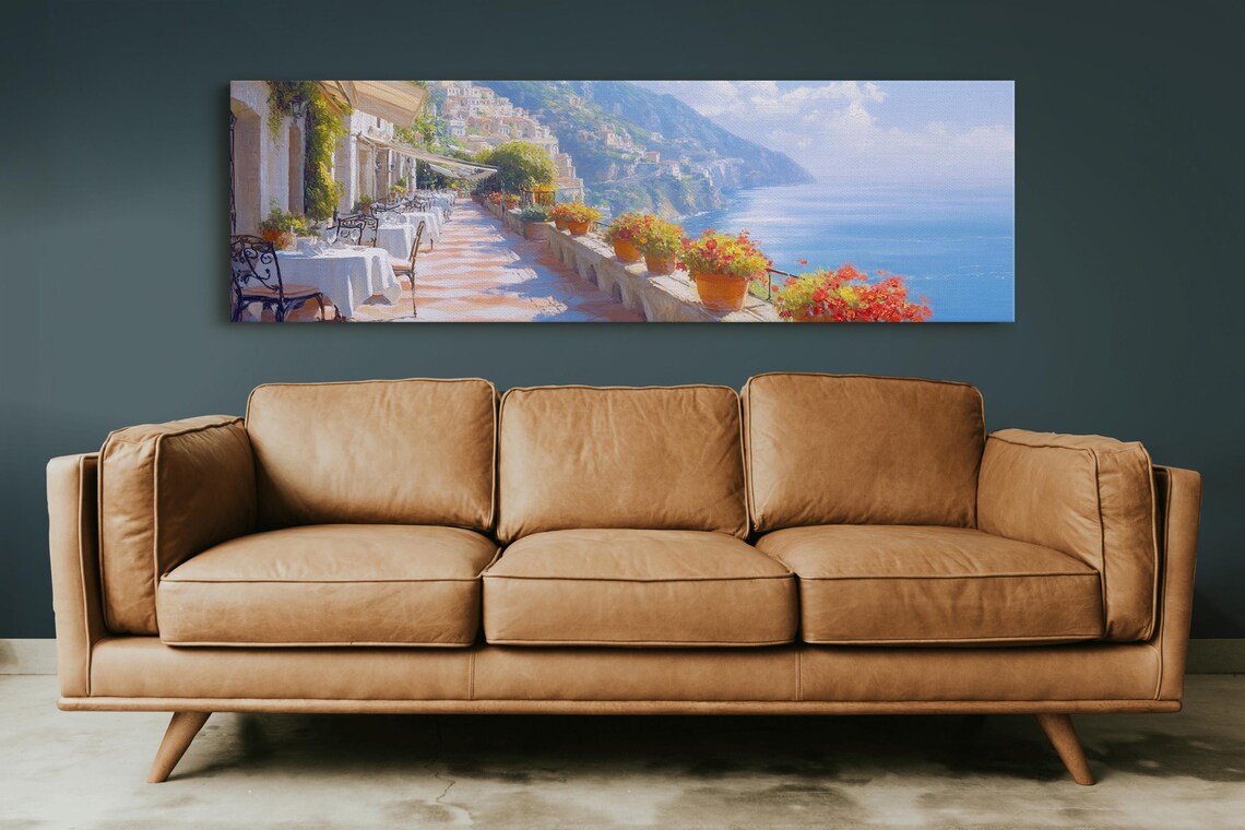 Amalfi Coast Balcony Sea View Mediterranean Terrace Travel Poster - Image 2