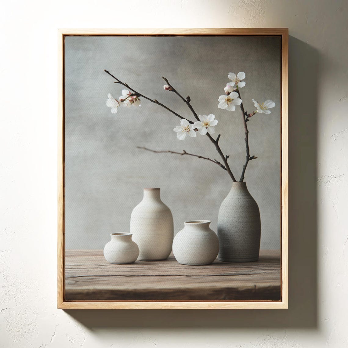 Minimalist Japanese Still Life Neutral Tones Cherry Blossoms Wabi Sabi Decor - Image 3