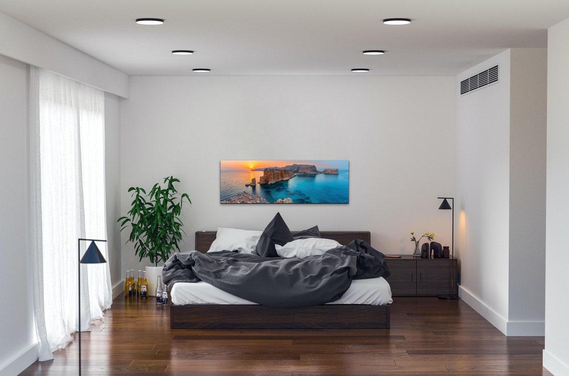 Dramatic Sea Cliffs Sunset Turquoise Water Coastal Panoramic Print - Image 3