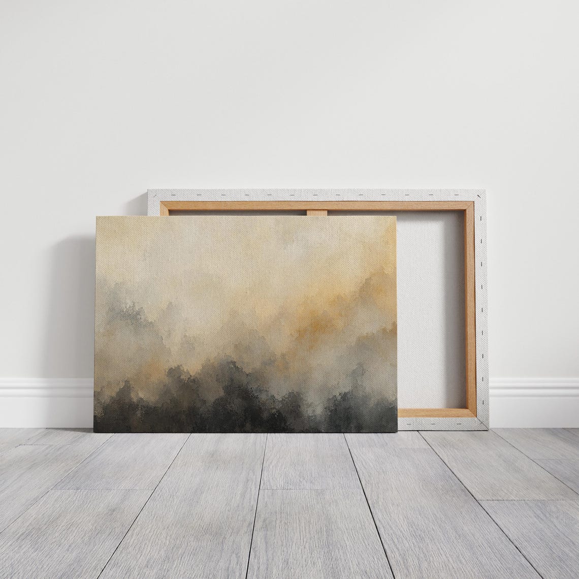 Neutral Abstract Beige Gray Textured Wash Minimalist Modern Art Poster - Image 3