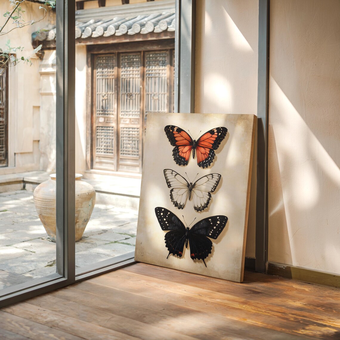 Orange White Black Butterfly Trio Vintage Entomology Study Art Poster - Image 5