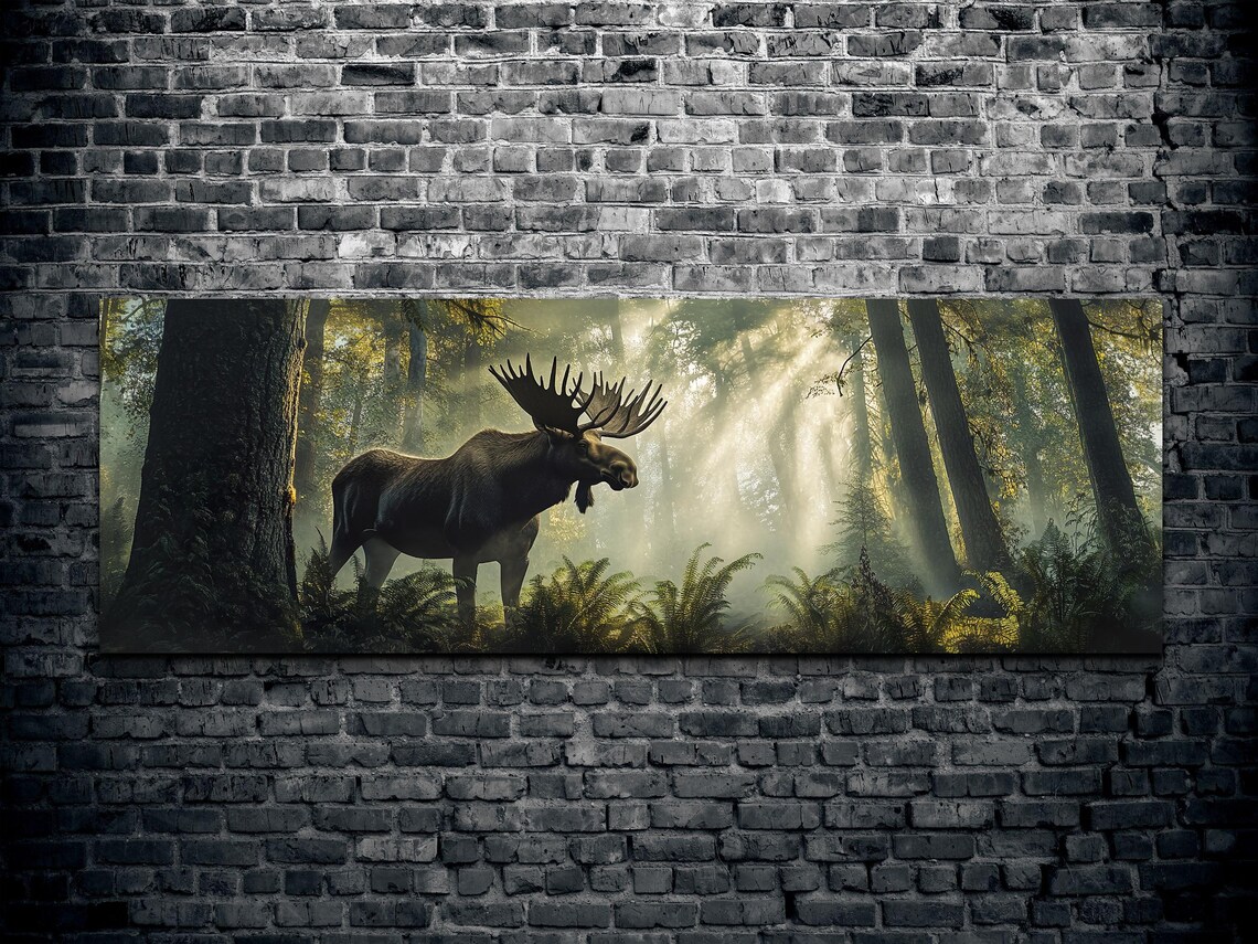 Woodland Moose, Panoramic Wall Art Print - Image 2