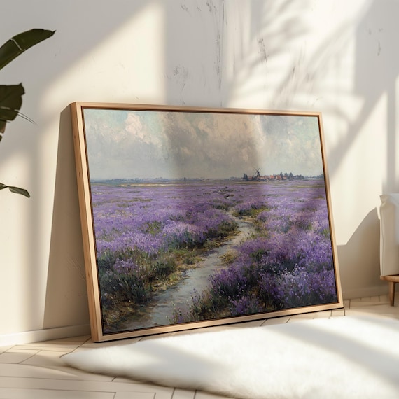 Lavender Field in Bloom Impressionist Purple Landscape Art Print