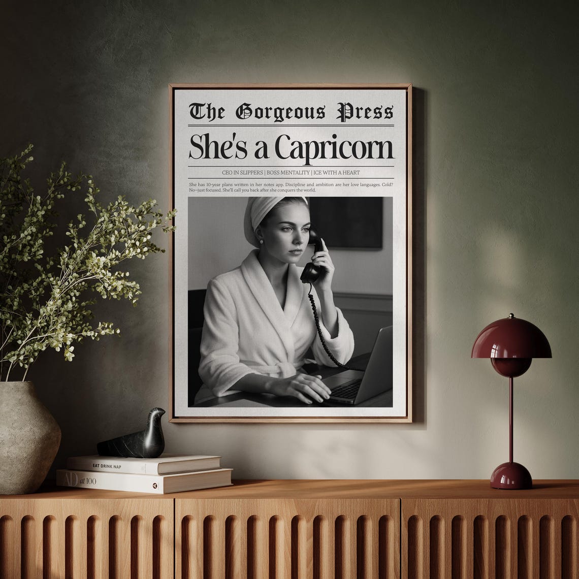 She's a Capricorn Funny Zodiac Newspaper Style Personality Poster