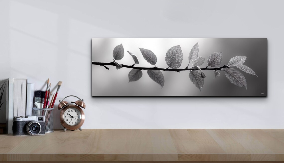 Minimalist Eucalyptus Leaves on Rustic Wood, Art Print - Image 5