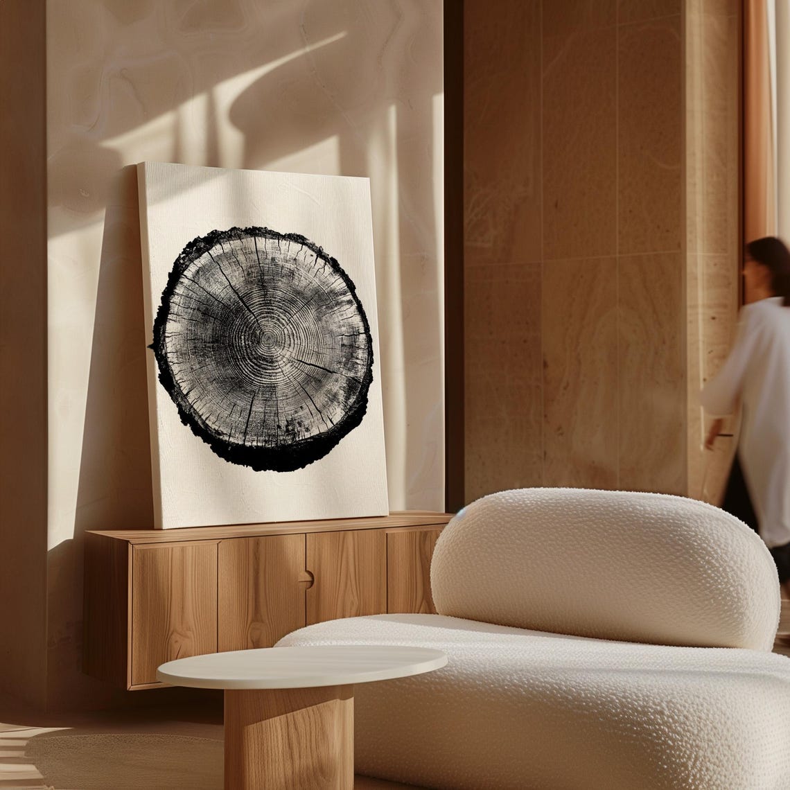 Black Tree Ring Stump On White Minimalist Botanical Art Poster - Image 7