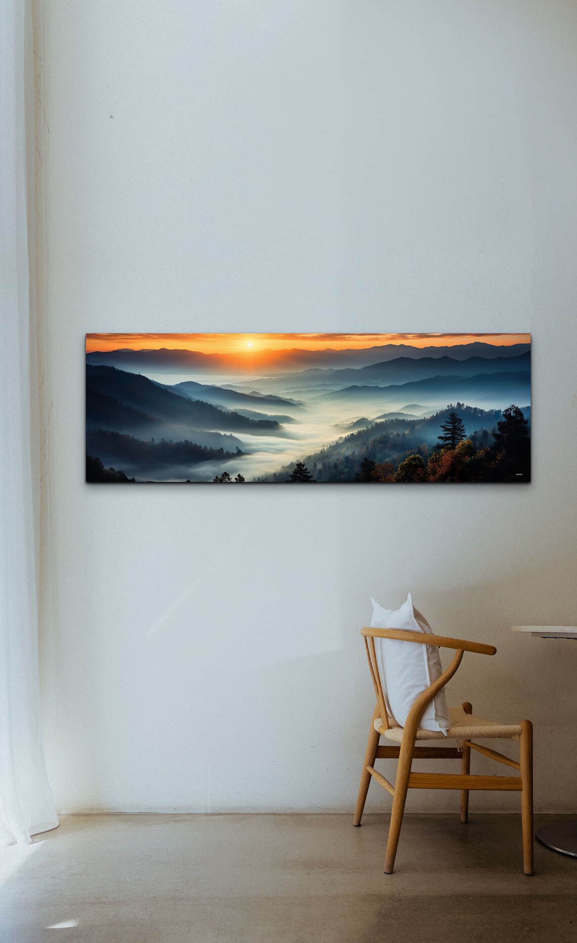 Misty Mountain Sunrise Over Layers of Blue Smoky Hills Poster - Image 3