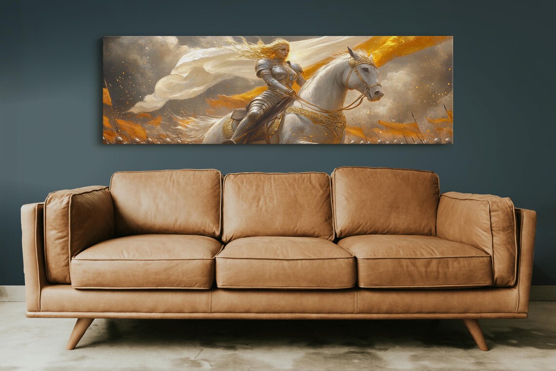 Heroic Female Knight On White Horse Epic Fantasy Battle Art Poster - Image 2