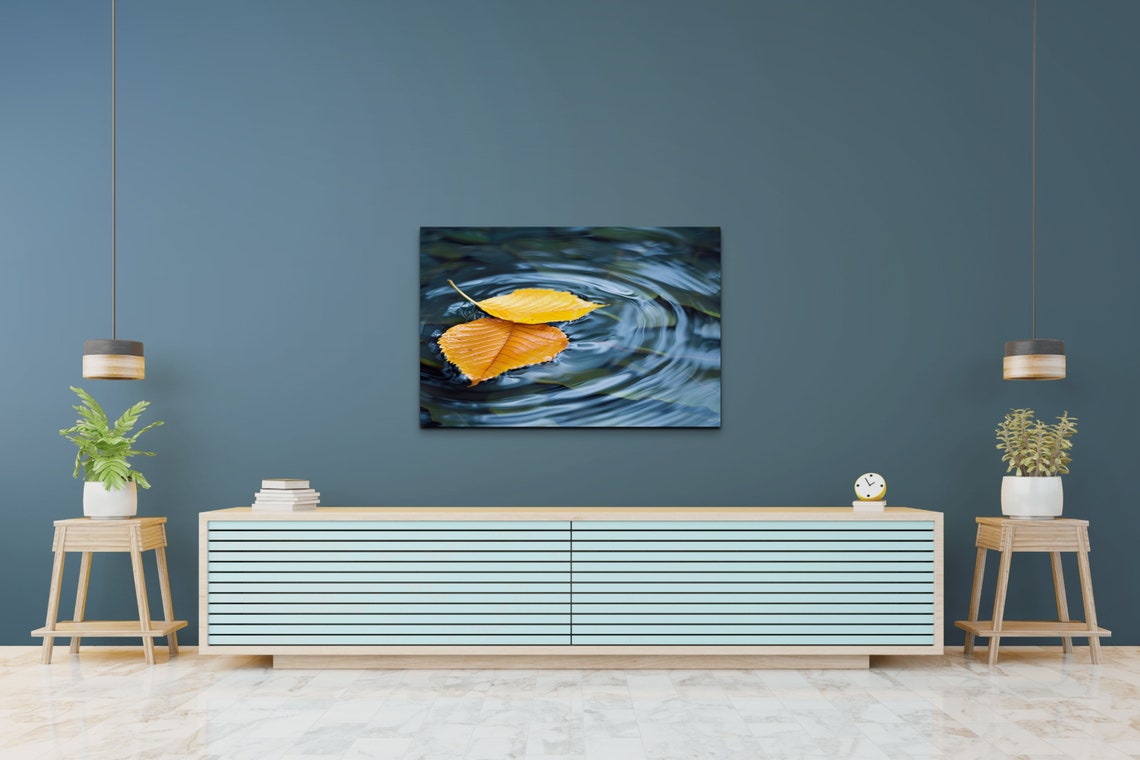 Autumn Leaves Floating Rippling Water Close Up Nature Poster - Image 5