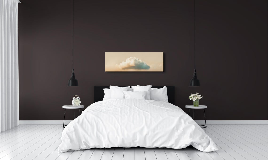 Single White Cloud on Beige Sky Minimalist Serene Cloud Art Poster - Image 6