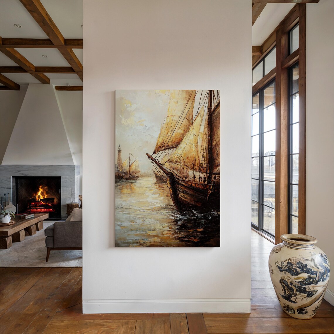 Vintage Sailboat Painting, Nautical Seascape Art Print - Image 4