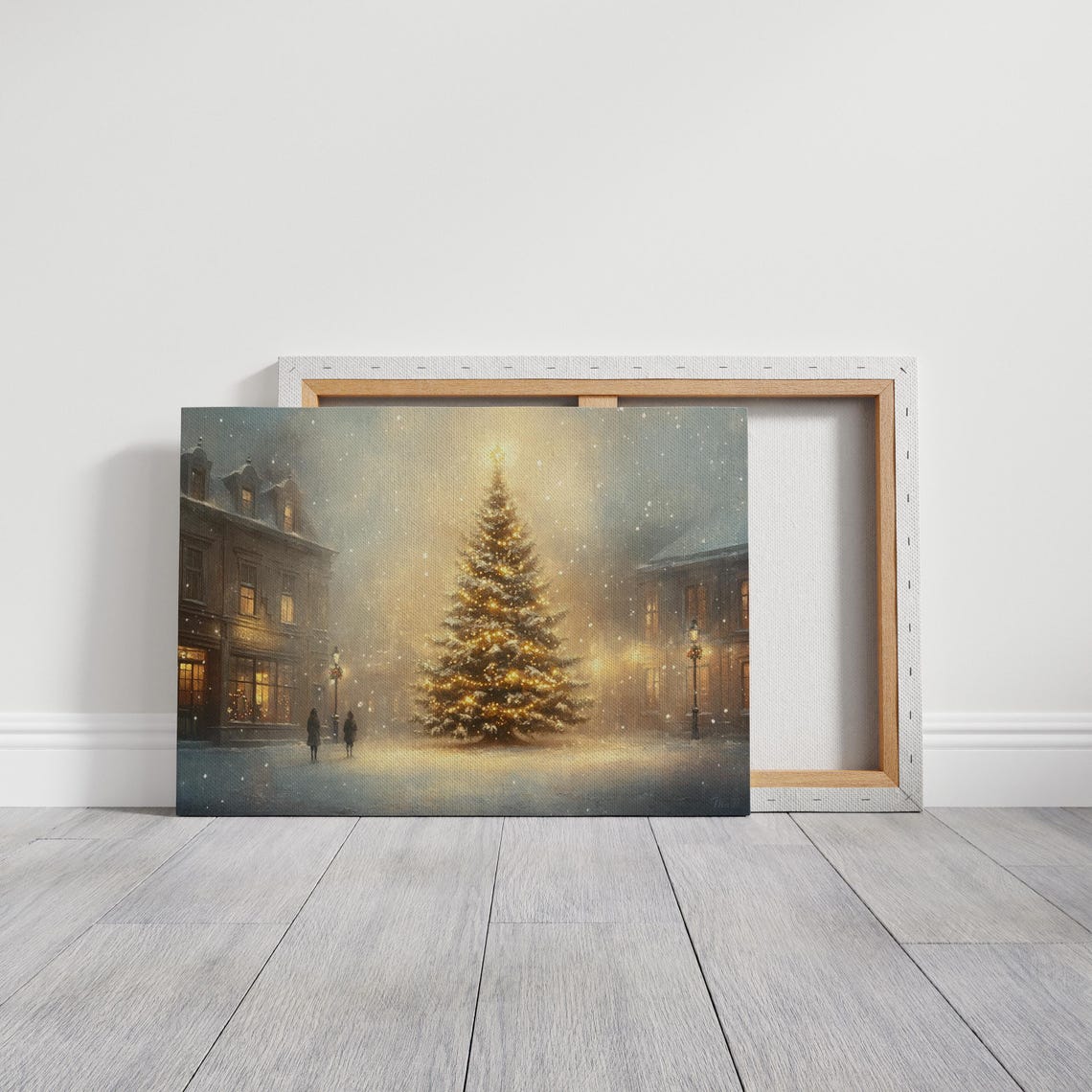 Snowy Old Town Square Christmas Tree Glowing At Dusk Holiday Poster - Image 4