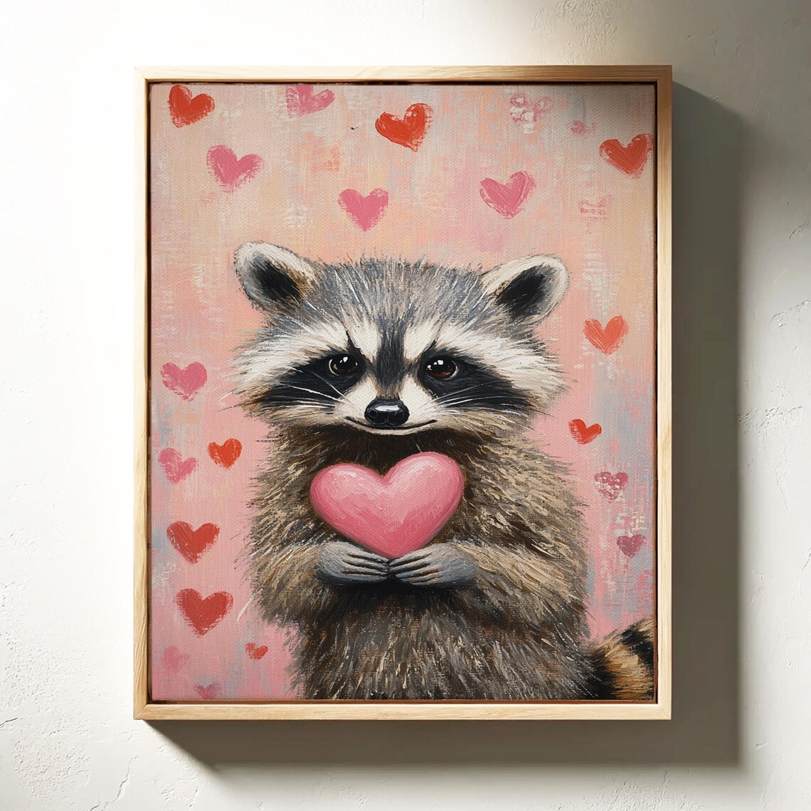 Raccoon Holding Pink Heart Cute Woodland Animal Love Whimsical Poster - Image 7