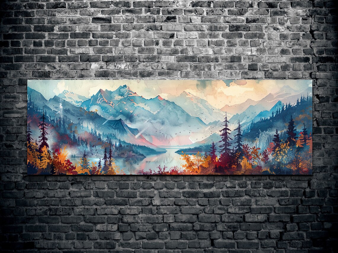 Panoramic Coast Range Mid Century Modern Mountain Wall Art - Image 2