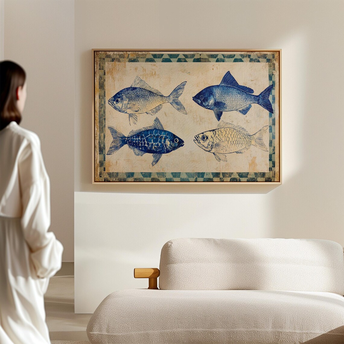 Vintage Nautical Blue Fish, Ocean Decor - Image 3
