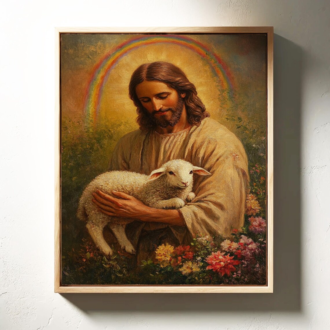 Jesus Holding Lamb, Christian Religious Wall Art