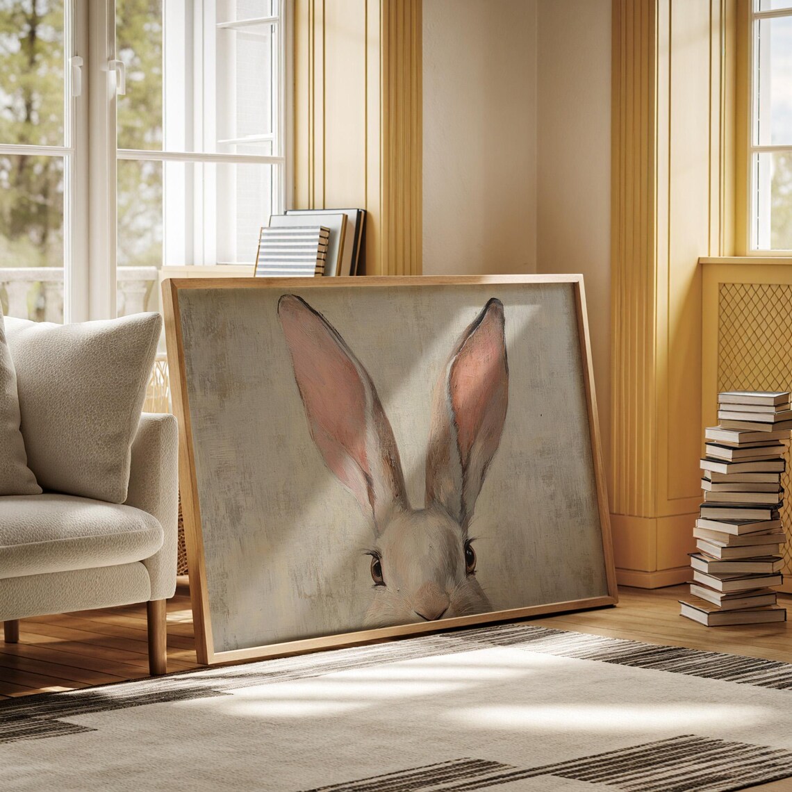 Adorable Bunny Close-Up Art Print, Rustic Rabbit - Image 6