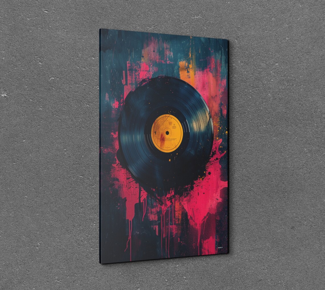 Vinyl Record Pop Art Dark Pink Blue Music Room Wall Decor Poster - Image 5
