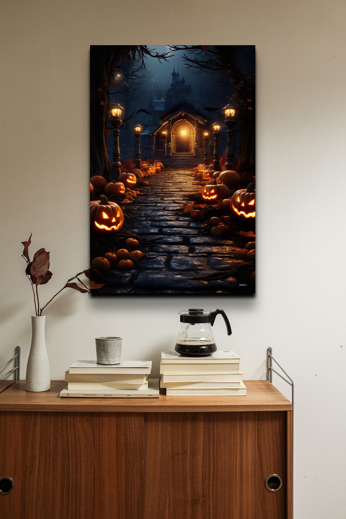 Halloween Pumpkins Spooky Art Halloween Art Holiday Art Pumpkins Spooky House Creepy House Art Ready To Hang Kooly Art Print - Image 3