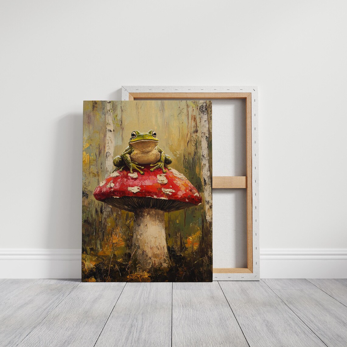 Whimsical Frog on Red Mushroom, Autumn Art Print - Image 3