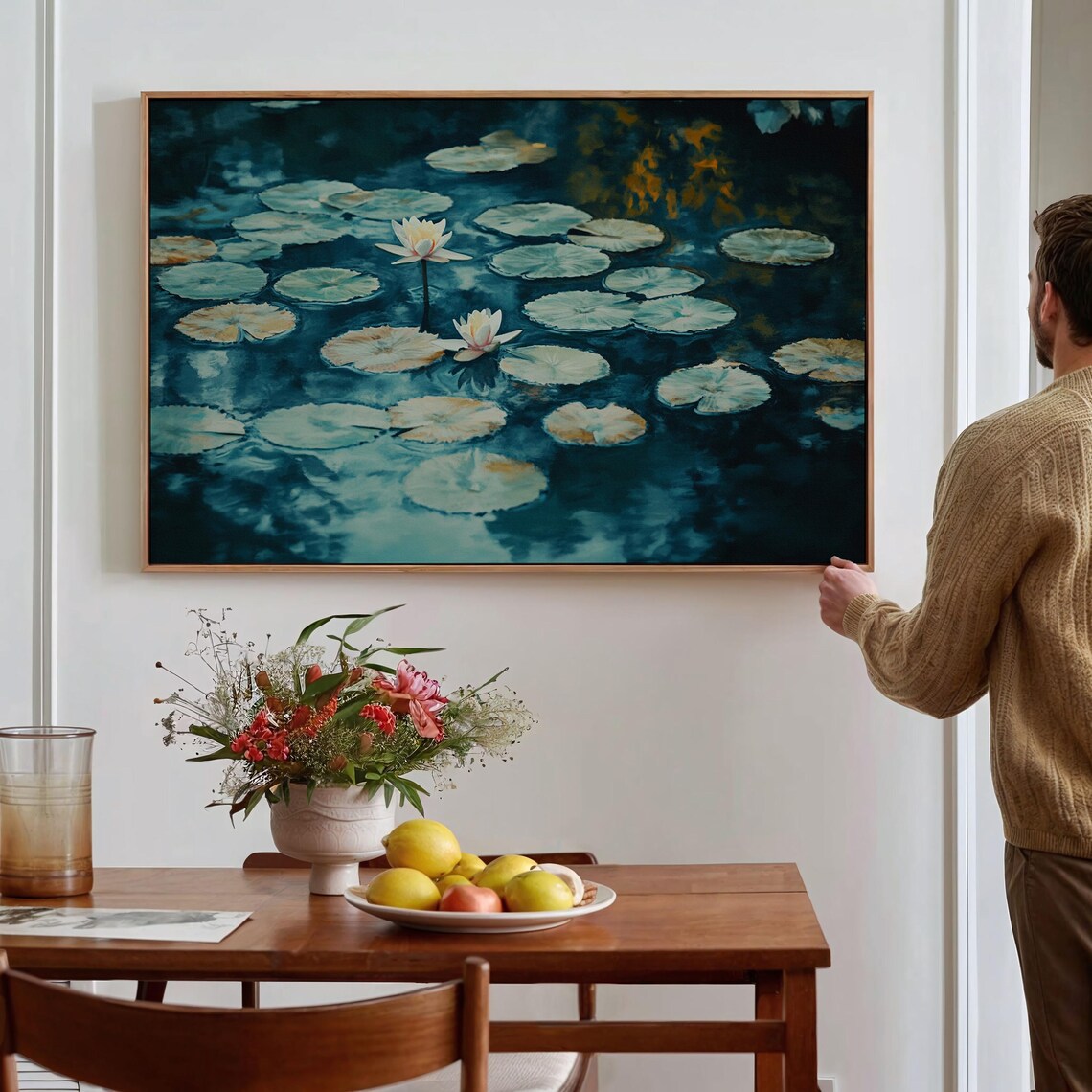 Serene Water Lily Pond Art Print, Tranquil Nature - Image 5