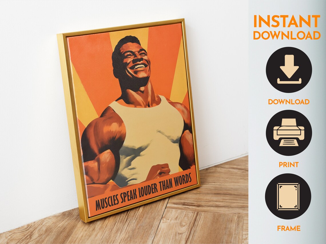 Retro Bodybuilding Gym Poster, Fitness Wall Art Print - Image 6